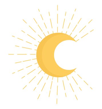 Beyaz üzerinde ışınlar olan ay