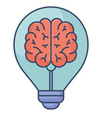 Beyazın üstünde beyni olan bir ampul