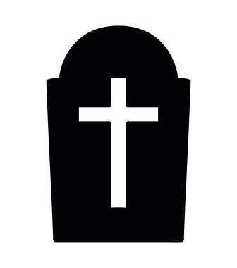 Beyaz üzerine siyah mezar taşı illüstrasyonu