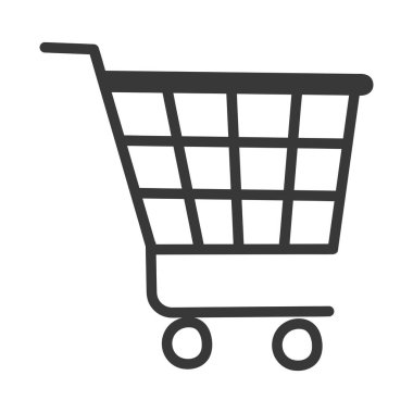 Siyah alışveriş arabası beyaz üzerine