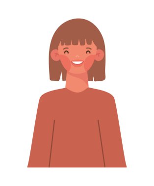 Mutlu kadın resmi beyazın üstünde