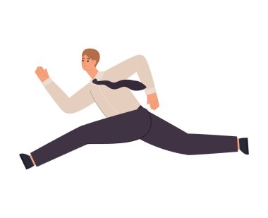 Beyaz üzerinden koşan mutlu iş adamı