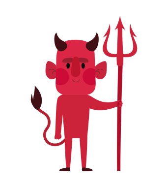 Cadılar bayramı şeytan tasarımı beyazın üstünde