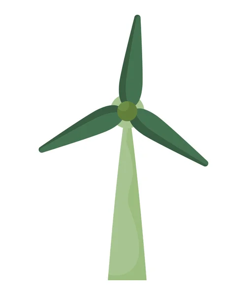 Turbina Eólica Verde Sobre Branco — Vetor de Stock