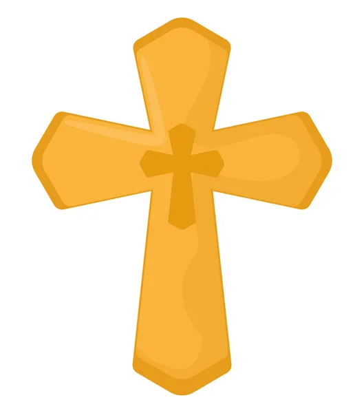 Design Cruz Dourada Sobre Branco — Vetor de Stock