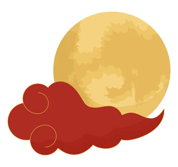 Księżyc Chmura Chińska Nad Białym — Wektor stockowy
