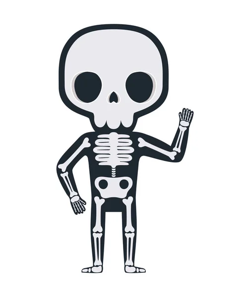 Halloween Skeleton Illustration White — Stock Vector