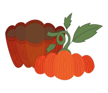 Beyaz üzerine yarı balkabağı tasarımı