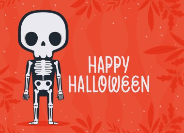 İskeletli renkli cadılar bayramı kartı