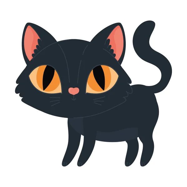 Halloween Czarny Kot Ilustracja Nad Białym — Wektor stockowy