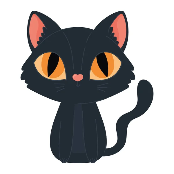 Halloween Black Cat White — Stock Vector