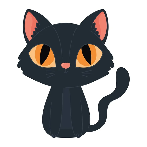 Halloween Negro Gato Sobre Blanco — Vector de stock