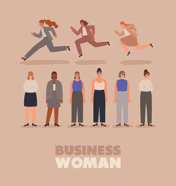 Grupo Cartão Mulheres Negócios Felizes — Vetor de Stock