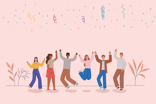 Картель счастливых людей на вечеринке