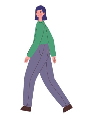 Yürüyen kadın tasarımı beyaz üzerine