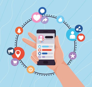 Akıllı telefondaki tepkilerle sosyal medyanın gösterimi