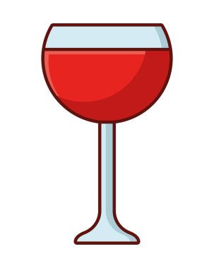 Beyaz üzerine kırmızı şarap bardağı simgesi