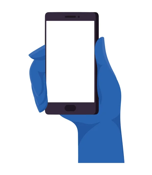 Blue Hand Smartphone White — Stock Vector