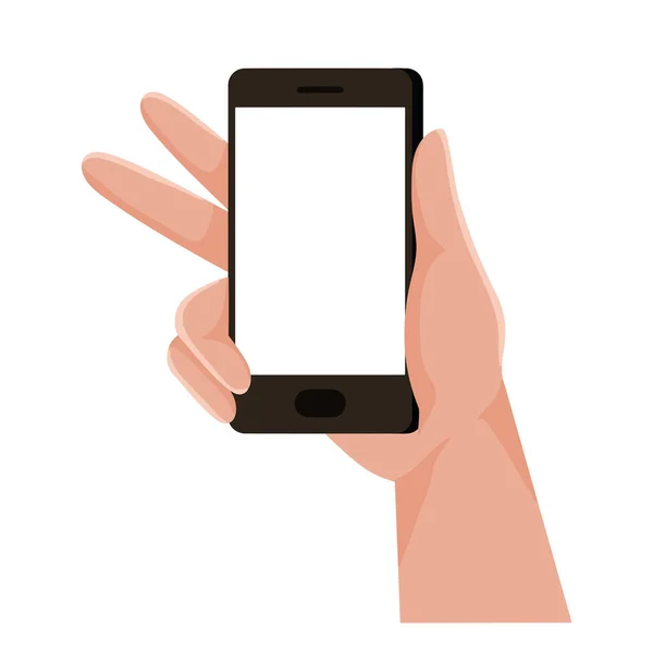 Main Avec Smartphone Sur Blanc — Image vectorielle