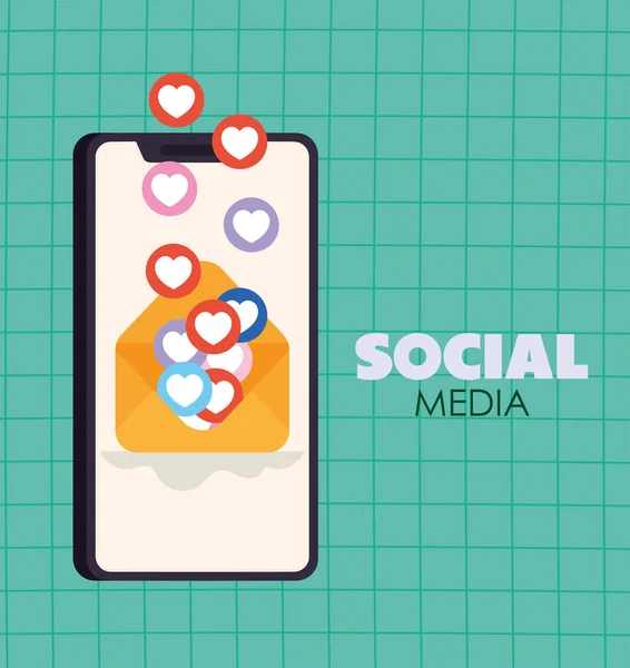 Carte Médias Sociaux Avec Smartphone — Image vectorielle