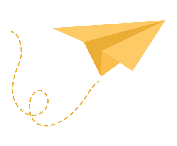 yellow paper plane over white