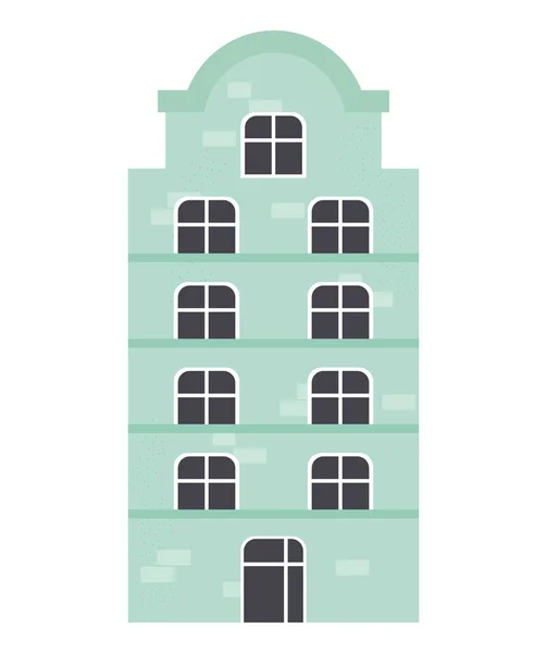 白の上の平らな緑の建物 — ストックベクタ