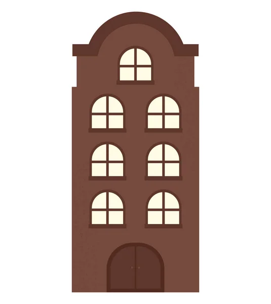 白の上の平らな茶色の建物 — ストックベクタ