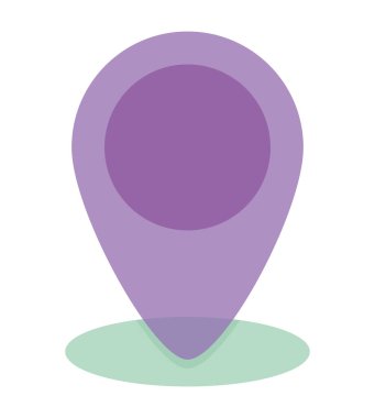 Glasmorfizm mor lokasyon rozeti beyaz üzerine