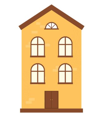 Düz sarı bina beyaz üzerine