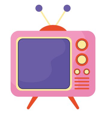 Pembe retro TV beyaz üzerine