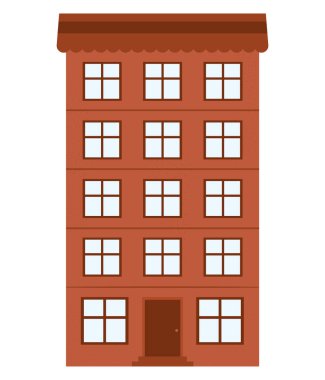 Düz kırmızı bina beyaz üzerine