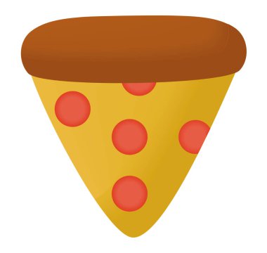 Beyaz üzerine üç boyutlu pizza dilimi.