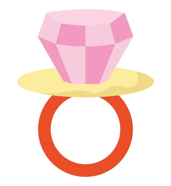 Godis Rosa Diamant Ring Över Vit — Stock vektor