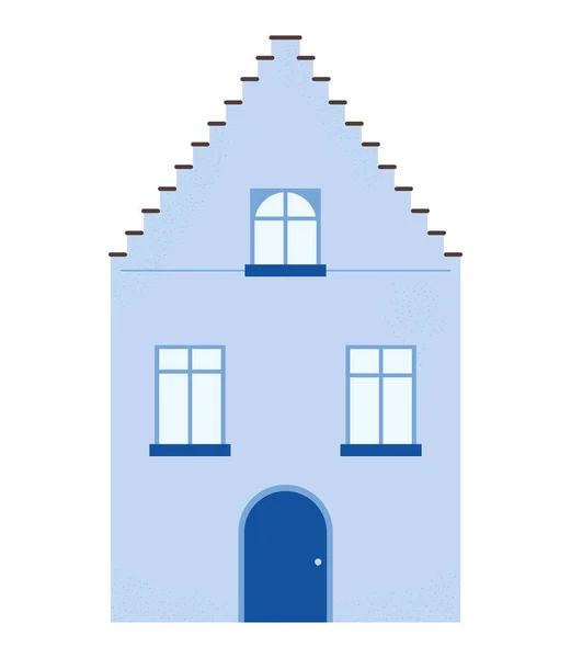 Плоское Синее Здание Над Белым — стоковый вектор