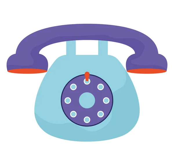 Blauwe Retro Telefoon Wit — Stockvector