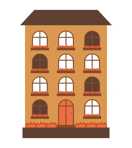 Edificio Colorido Plano Sobre Blanco — Vector de stock