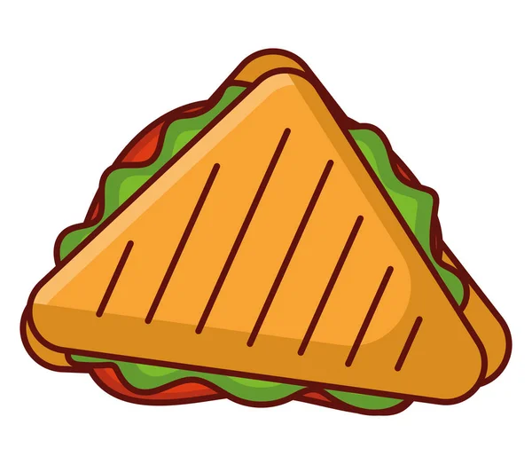 烤三明治图标在白色之上 — 图库矢量图片