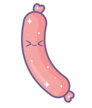 Beyaz yerine kawaii sosis tasarımı