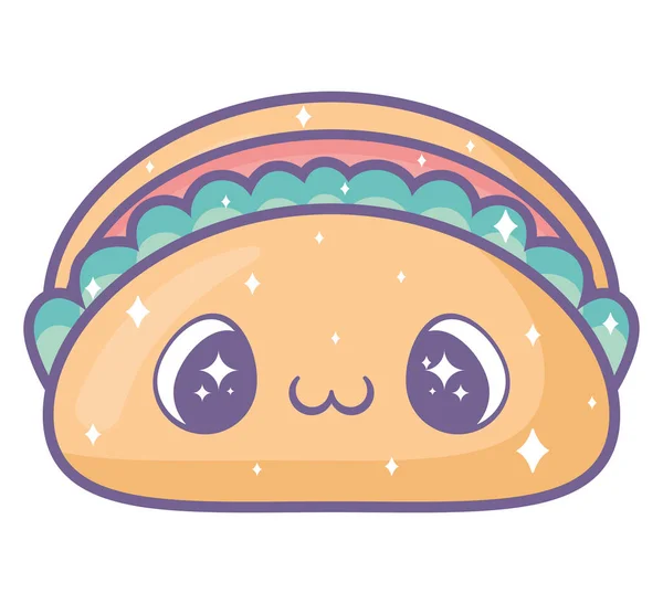 Kawaii Taco Ontwerp Boven Wit — Stockvector