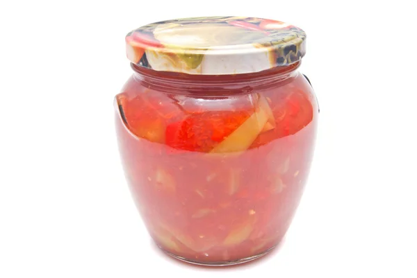 Single jar with pepper on white — Stock Photo, Image