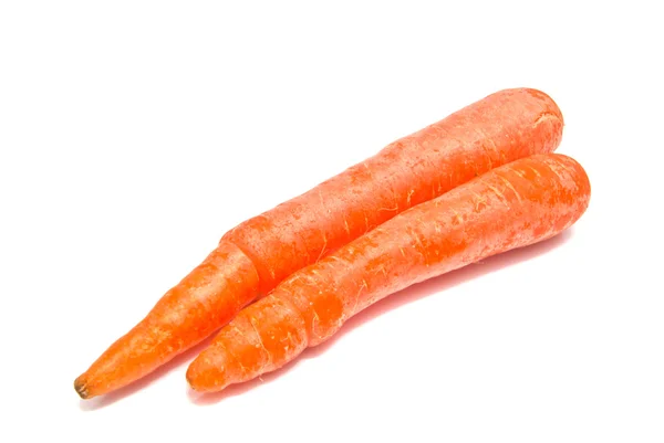 Two fresh carrots on white — Stock Photo, Image
