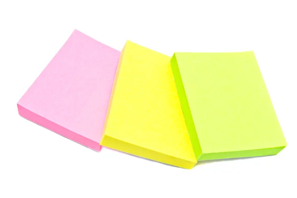 Three office sticky notes on white — Stock Photo, Image