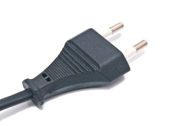 Beyaz üstüne siyah elektrik fişi