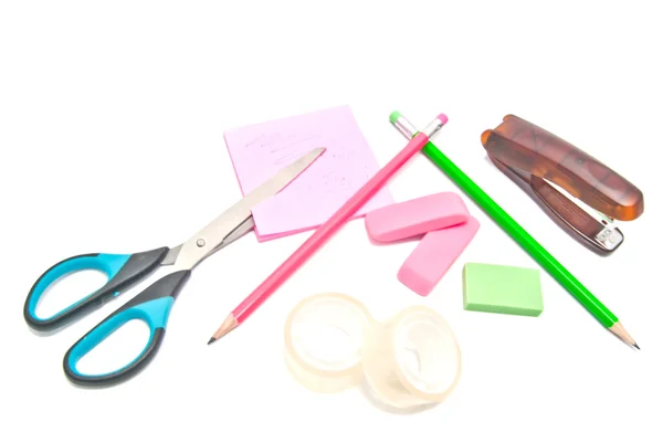 Office supplies close-up on white — Stock Photo, Image