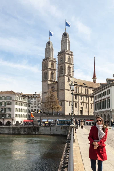Zürich Schweiz Tvillingtorn Katedralen — Stockfoto