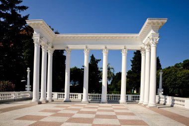 View of the park with colonnades in Batumi city - the capital of Adjara in Georgia