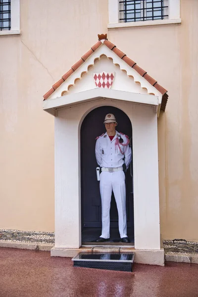 Vista Guardia Palacio Los Príncipes Mónaco Europa — Foto de Stock