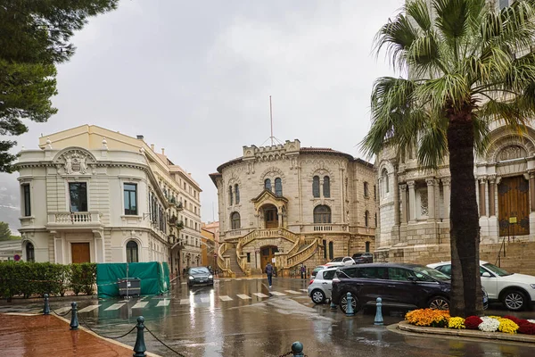 Nachází Monacké Skále Palác Spravedlnosti Malý Architektonický Zázrak Vedle Monacké — Stock fotografie