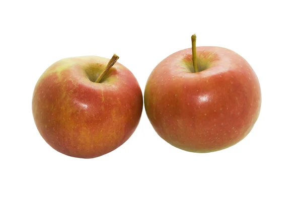 Два красных спелых яблока изолированы — стоковое фото