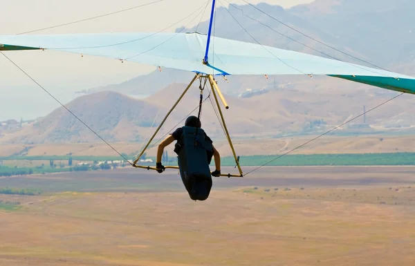 Light blue hangglider just launched — Stock Photo, Image